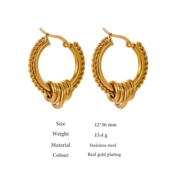 Gold Twisted Hoop Earrings - Picture 2 of 3